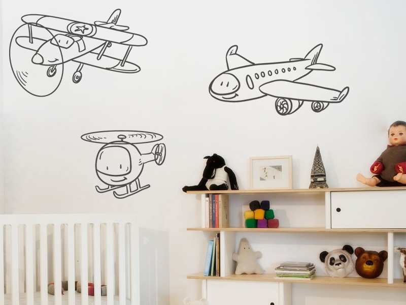 Sticker mural Pack Avions enfant résultat en situation