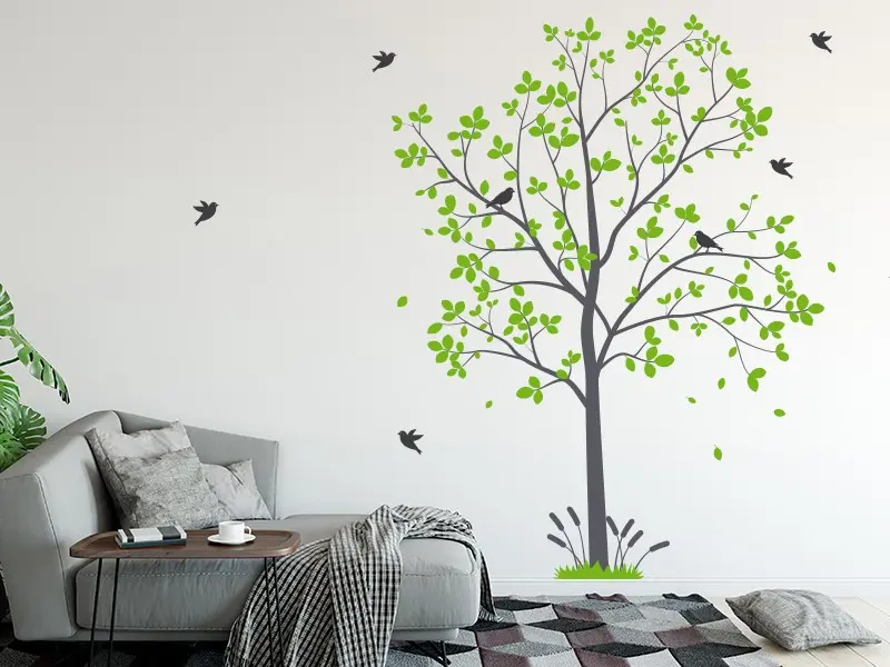 Sticker mural Stickers Arbres Arbre oiseaux 6 résultat en situation Sticker Arbre oiseaux 6