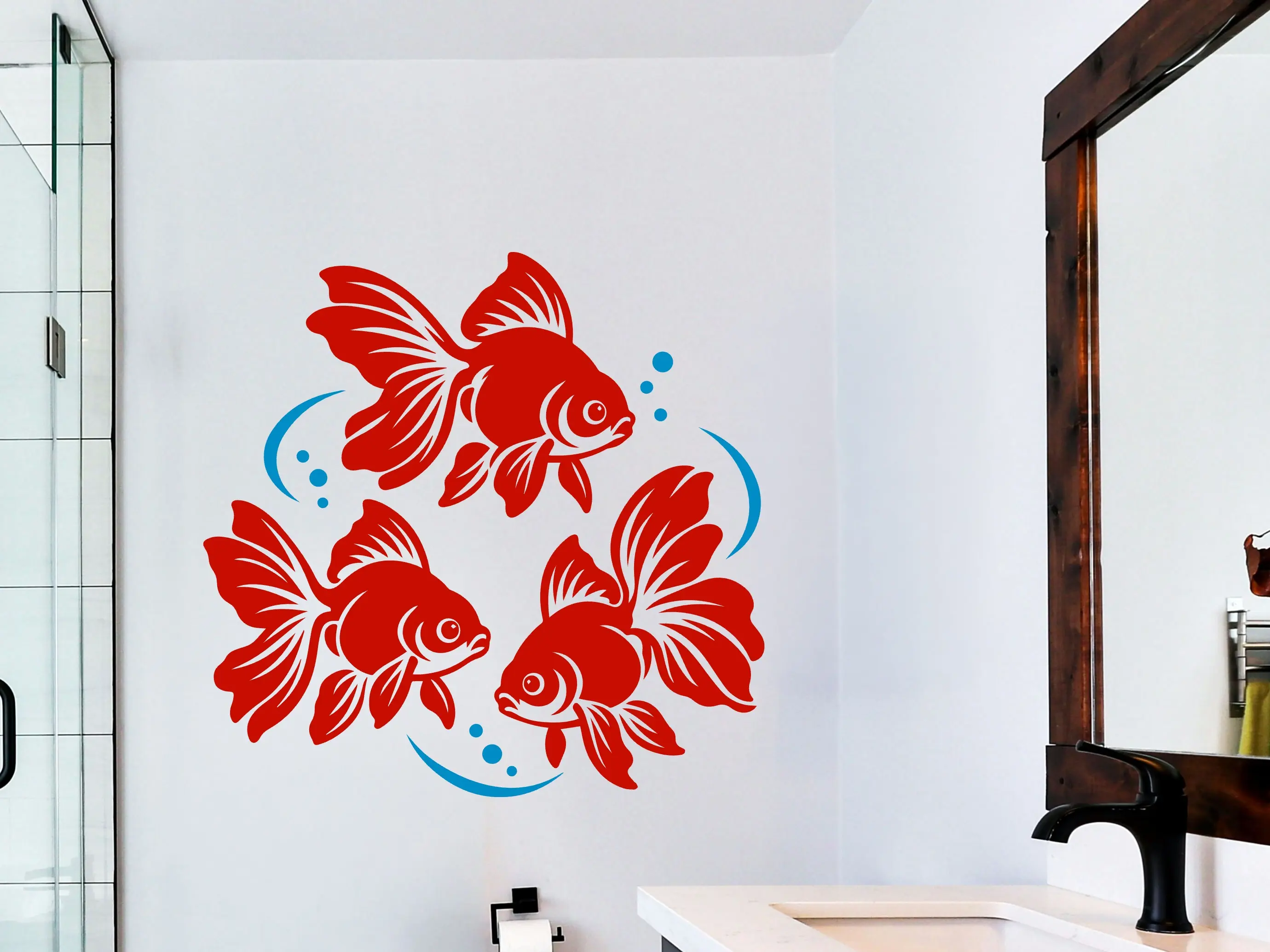 Sticker mural Ronde des Poissons Rouges