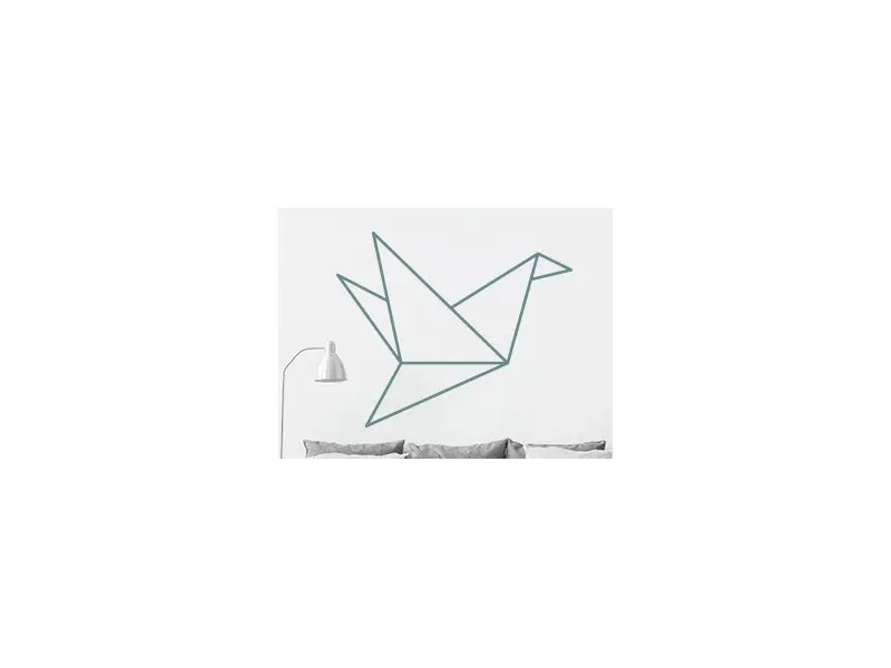 Sticker mural Origami - Géométrie Oiseau Géométrique résultat en situation gros plan Sticker Oiseau Géométrique