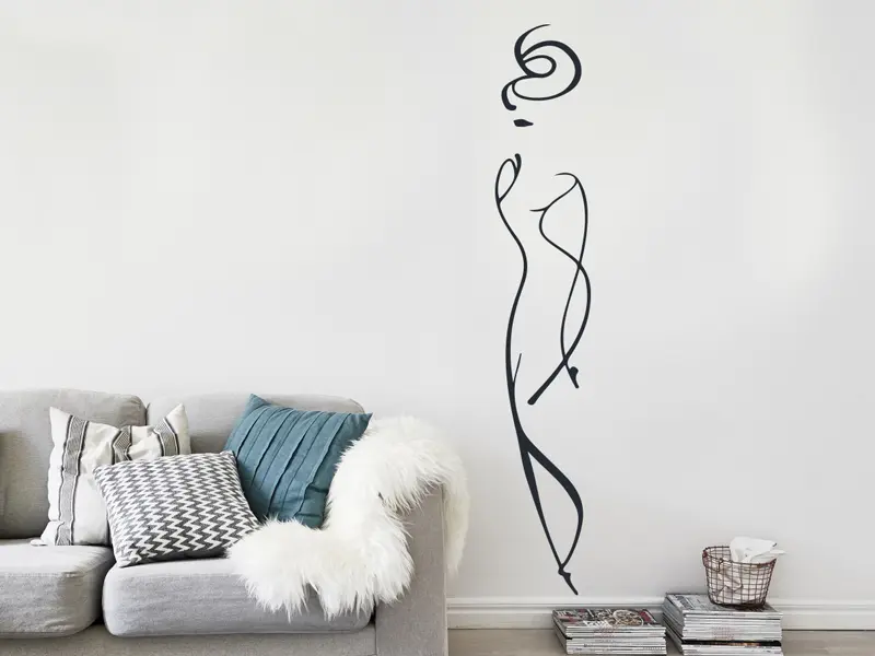 Sticker mural Silhouettes Silhouette Femme Design résultat en situation Sticker Silhouette Femme Design