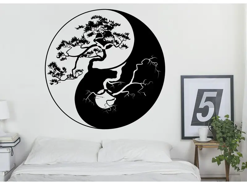 Autocolante de parede Árvore da vida Yin-Yang Autocolante de parede Árvore da vida Yin-Yang