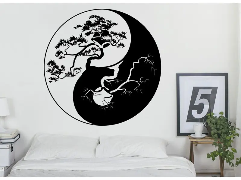 Sticker mural Stickers Arbre de vie Arbre de vie Yin-Yang résultat en situation Sticker Arbre de vie Yin-Yang