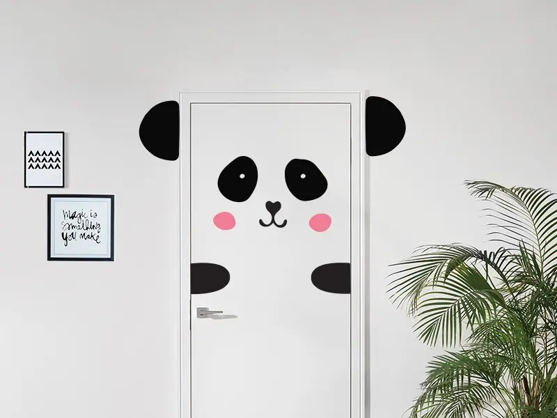 Sticker mural Portes Panda à la Porte résultat en situation Sticker Panda à la Porte