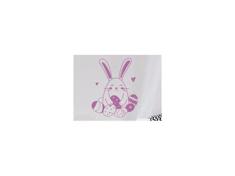 Autocolante Coelho com ovos résultat en situation gros plan Autocolante Coelho com ovos