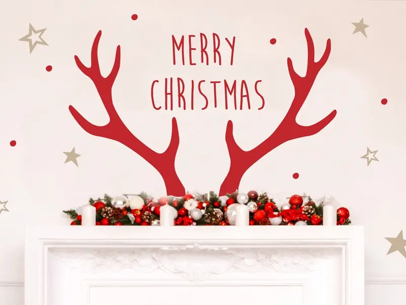 Sticker mural Noël Pack de Noël Hipster résultat en situation gros plan Sticker Pack de Noël Hipster