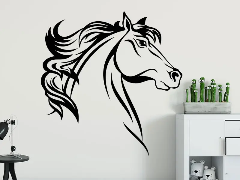 Sticker mural Sur la Terre Tête de Cheval 2 résultat en situation Sticker Tête de Cheval 2