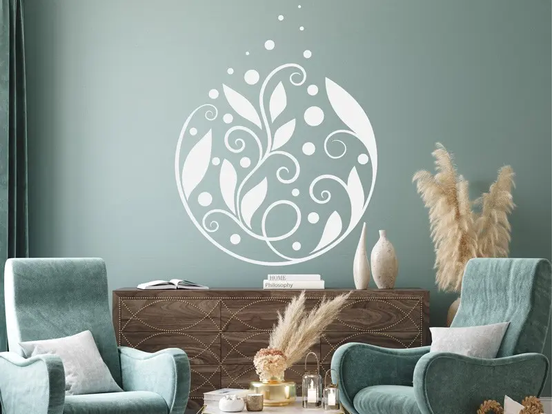 Sticker mural Ornement Floral Bulle résultat en situation