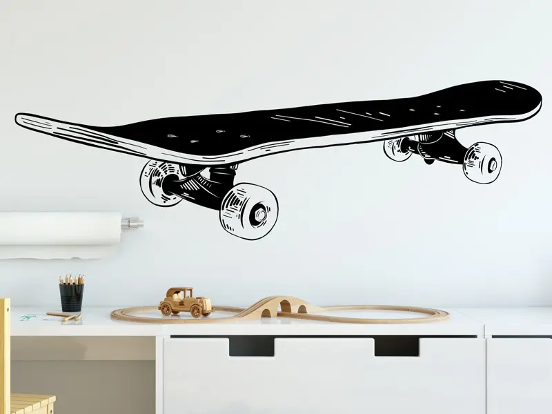 Sticker mural Skate & Ride Skateboard 3 résultat en situation gros plan Sticker Skateboard 3