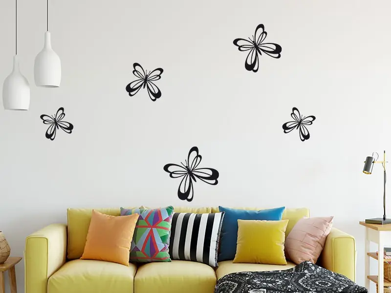 Sticker mural Stickers Oiseaux Kit Papillons 3 résultat en situation Sticker Kit Papillons 3