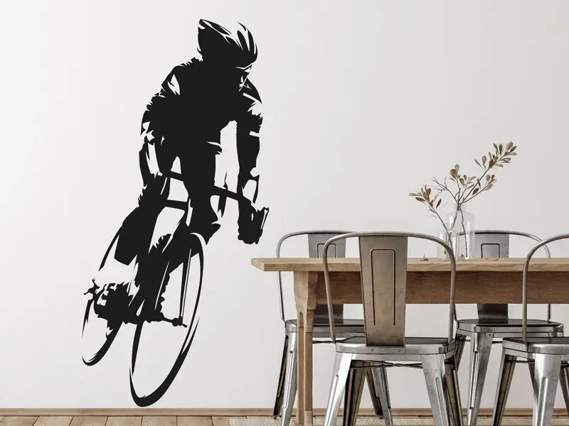 Sticker mural Vélo & Vintage Silhouette Cycliste résultat en situation Sticker Silhouette Cycliste