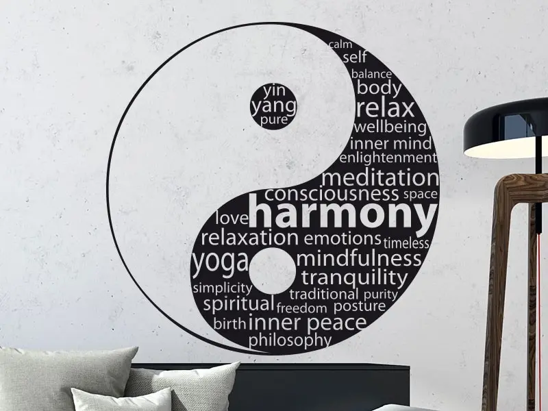 Sticker mural Stickers Zen Yin-Yang Text résultat en situation gros plan Sticker Yin-Yang Text