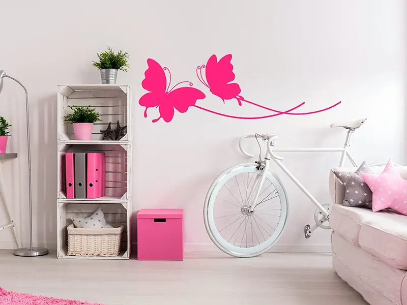 Sticker mural Stickers Papillons Vol Papillons résultat en situation Sticker Vol Papillons