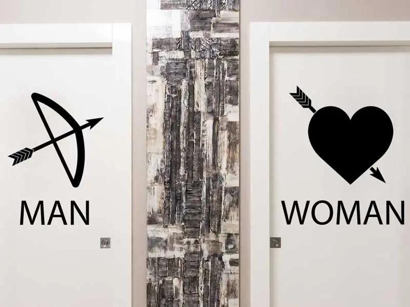 Sticker mural Stickers WC & Salle de bain WC Man & Women Cupidon résultat en situation gros plan Sticker WC Man & Women Cupidon