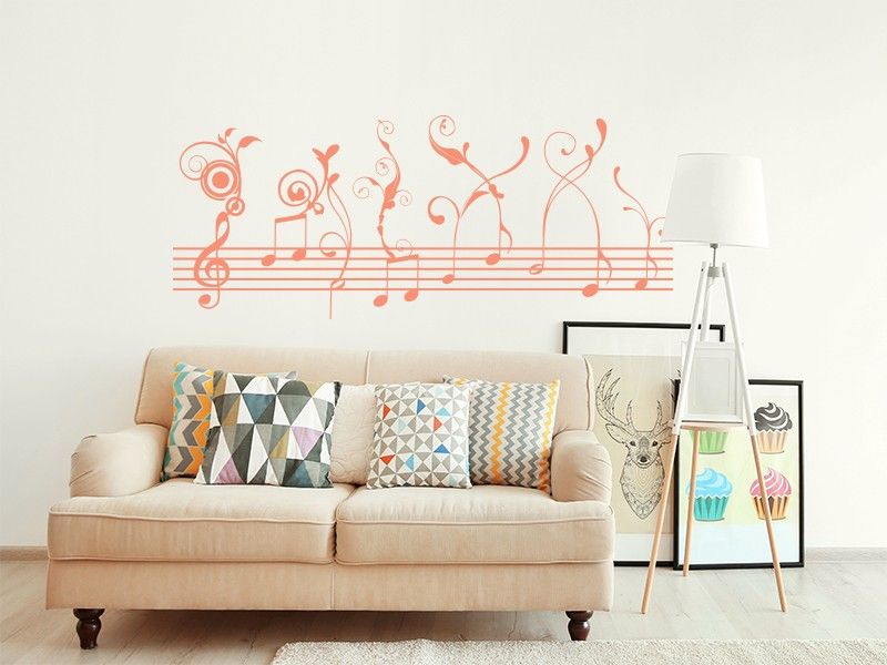 Autocolante de parede Pauta Musica Floral