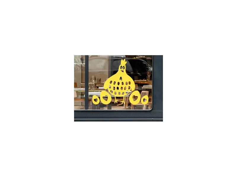 Sticker mural Pâques Maman Poule et ses Oeufs résultat en situation gros plan Sticker Maman Poule et ses Oeufs