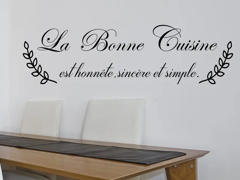 Sticker mural Textos & Receitas Citation La Bonne Cuisine résultat en situation gros plan Sticker Citation La Bonne Cuisine