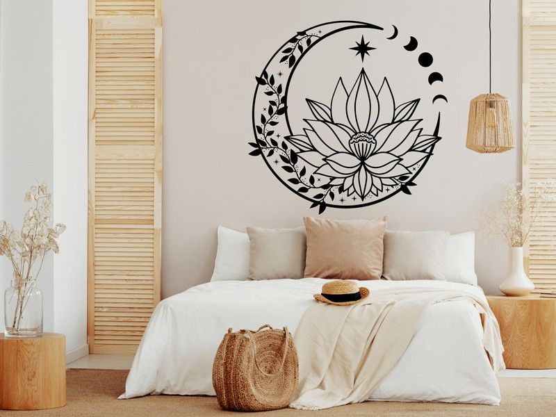 Autocolante de parede Lua de Lótus Floral
