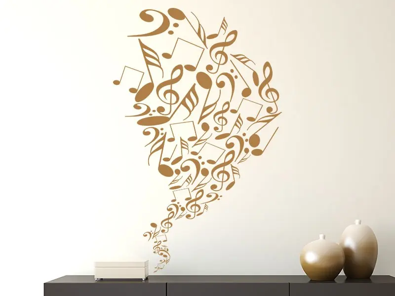 Autocolante Espiral Notas de Música résultat en situation gros plan Autocolante Espiral Notas de Música