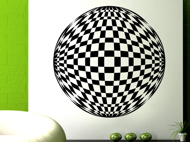 Sticker mural Illusion & Abstrait Boule à Facettes Illusion résultat en situation gros plan Sticker Boule à Facettes Illusion