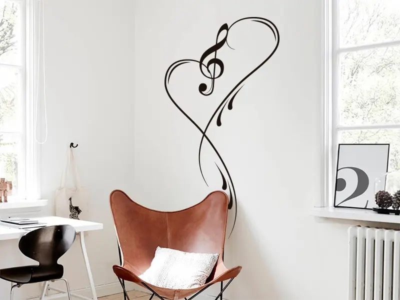 Sticker mural Musique Clé de Sol Love résultat en situation Sticker mural Musique Clé de Sol Love résultat en situation