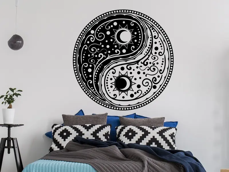 Sticker mural Symboles et Figures Yin-Yang Univers résultat en situation Sticker Yin-Yang Univers