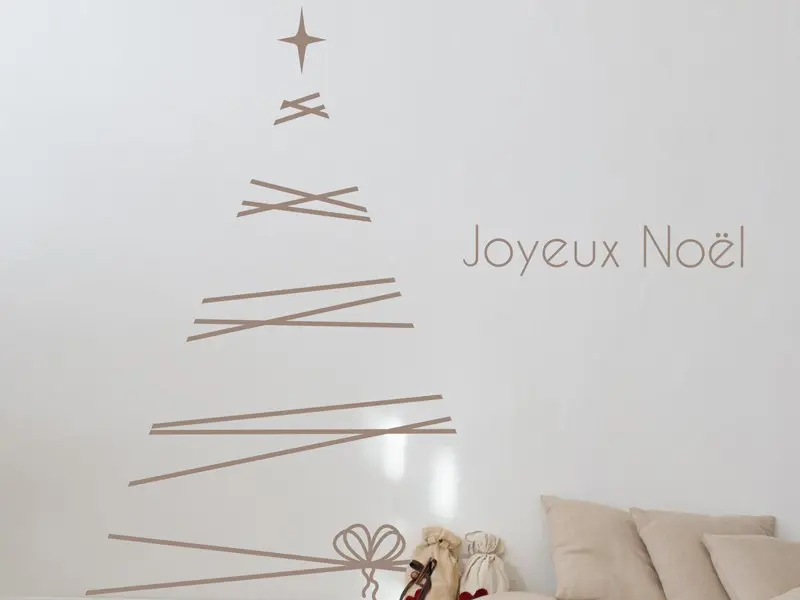 Sticker mural Noël Sapin de Noël Cadeau résultat en situation gros plan Sticker Sapin de Noël Cadeau