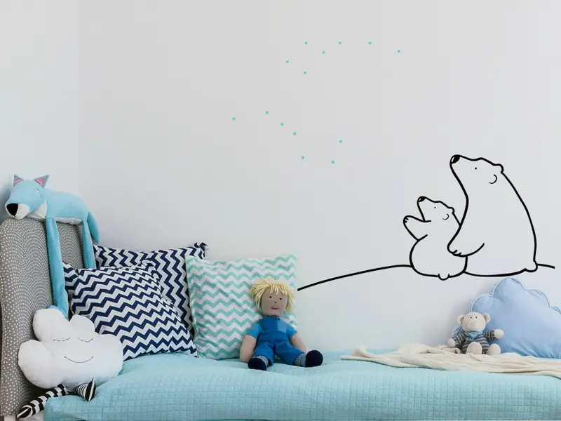 Sticker mural Oursons Etoiles petite et grande Ours résultat en situation Sticker Etoiles petite et grande Ours