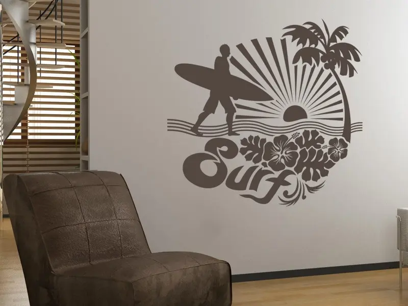 Sticker mural Surf Surf Trip 2 résultat en situation Sticker Surf Trip 2
