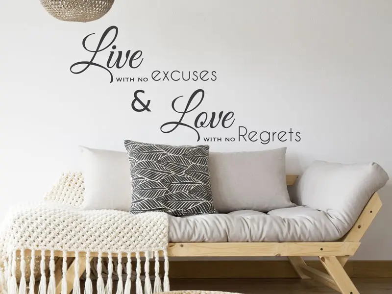 Sticker mural Motivation Live with no excuses 2 résultat en situation Sticker Live with no excuses 2
