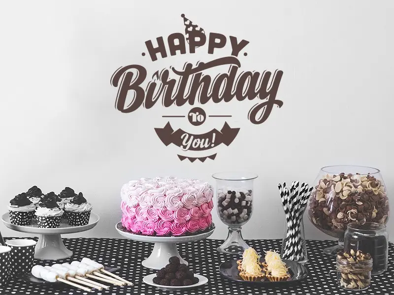 Sticker mural Happy Birthday résultat en situation