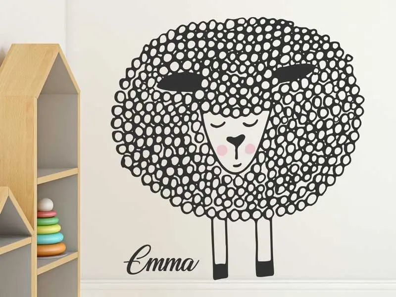 Sticker mural Animaux Mouton Rêveur résultat en situation gros plan Sticker Mouton Rêveur