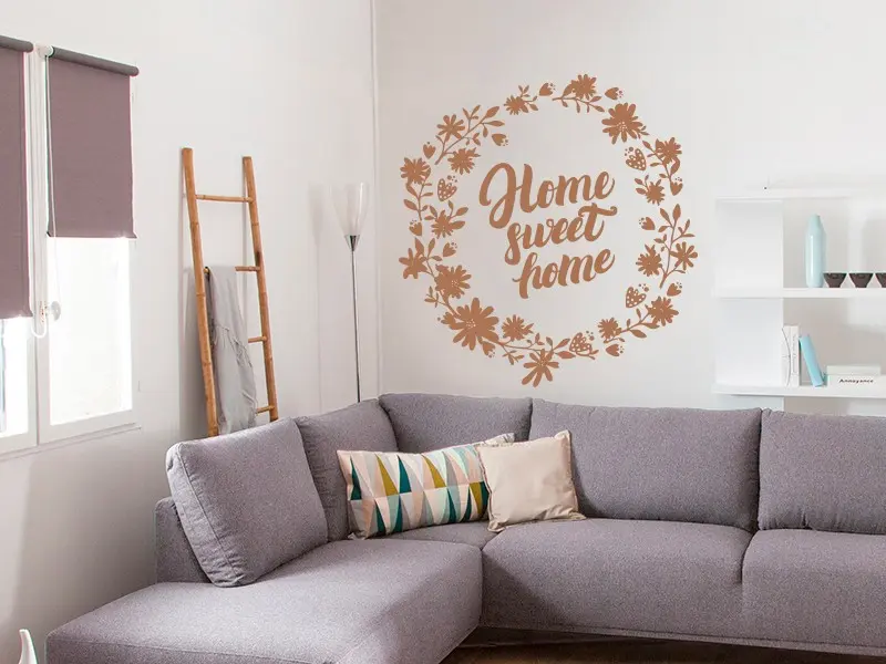 Sticker mural Autres Textes Home Sweet Home résultat en situation Sticker Home Sweet Home