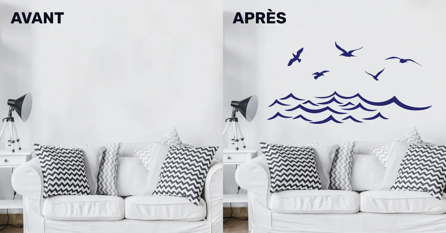 Stickers muraux personnalisés, réversibles, fabriqués en France. Stickers muraux personnalisés, réversibles, fabriqués en France.