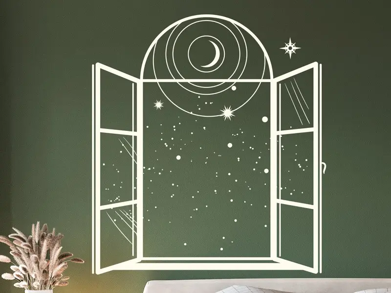 Sticker mural Autres Zen Fenêtre sur l'Univers résultat en situation gros plan Sticker Fenêtre sur l'Univers
