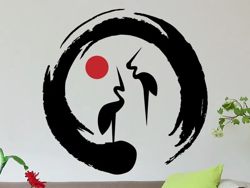 Sticker mural Stickers Oiseaux Yin-Yang Feng Shui Oiseau résultat en situation gros plan Sticker Yin-Yang Feng Shui Oiseau