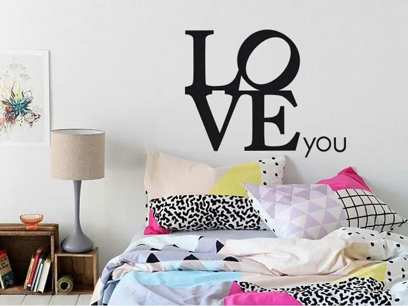 Sticker mural Citations d'Amour Love you Design résultat en situation Sticker Love you Design