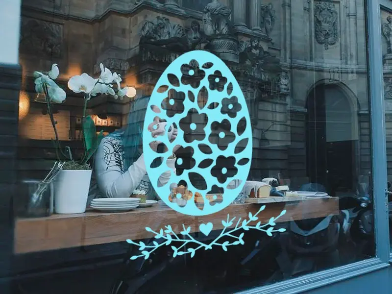 Sticker mural Pâques Oeuf de Pâques Floral 3 résultat en situation Sticker Oeuf de Pâques Floral 3