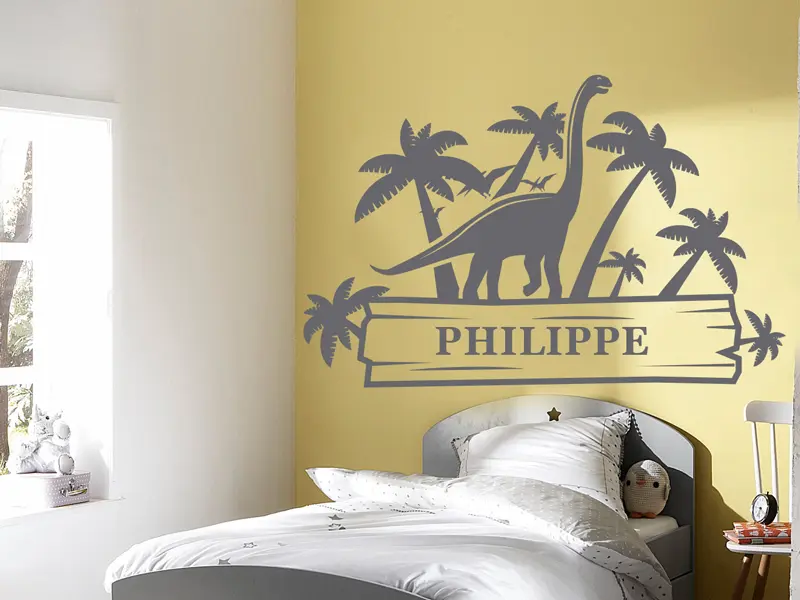 Sticker mural Dinosaures Dinosaure Personnalisé résultat en situation Sticker Dinosaure Personnalisé