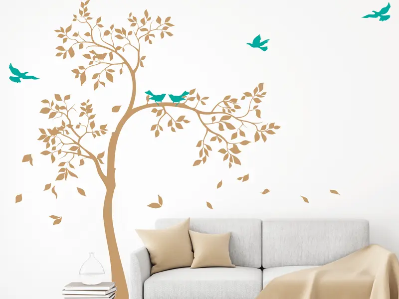 Sticker mural Stickers Arbres Arbre Oiseaux 4 résultat en situation gros plan Sticker Arbre Oiseaux 4