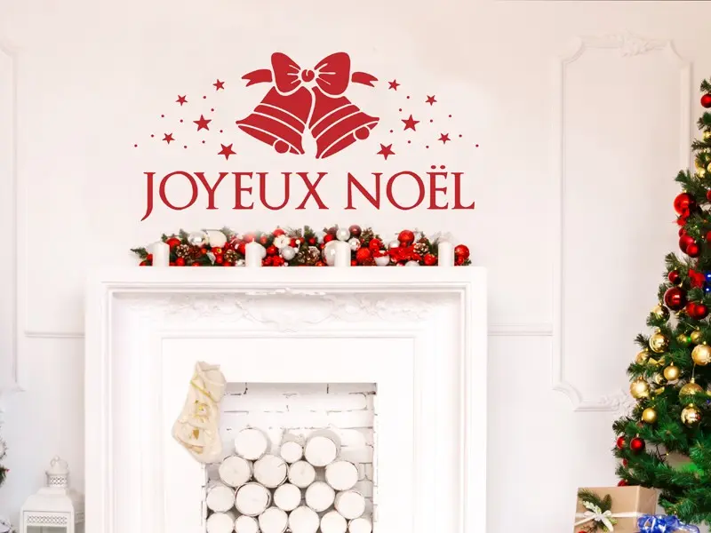 Sticker mural Noël Cloches de Noël Personnalisé résultat en situation Sticker Cloches de Noël Personnalisé