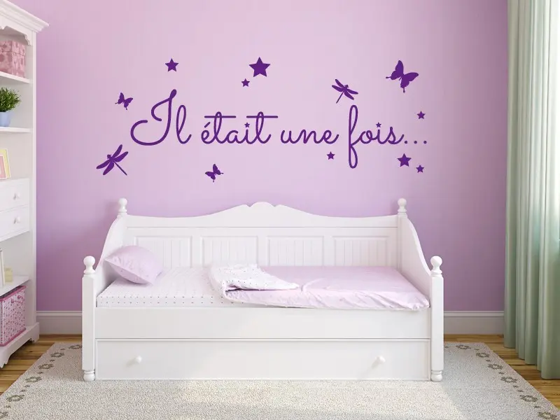 Sticker mural Citations Texte Enfant Il était une fois résultat en situation Sticker Texte Enfant Il était une fois