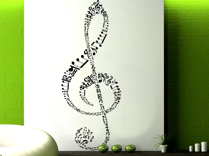 Sticker mural Partitions & Notes Clé de Sol Design résultat en situation Sticker Clé de Sol Design