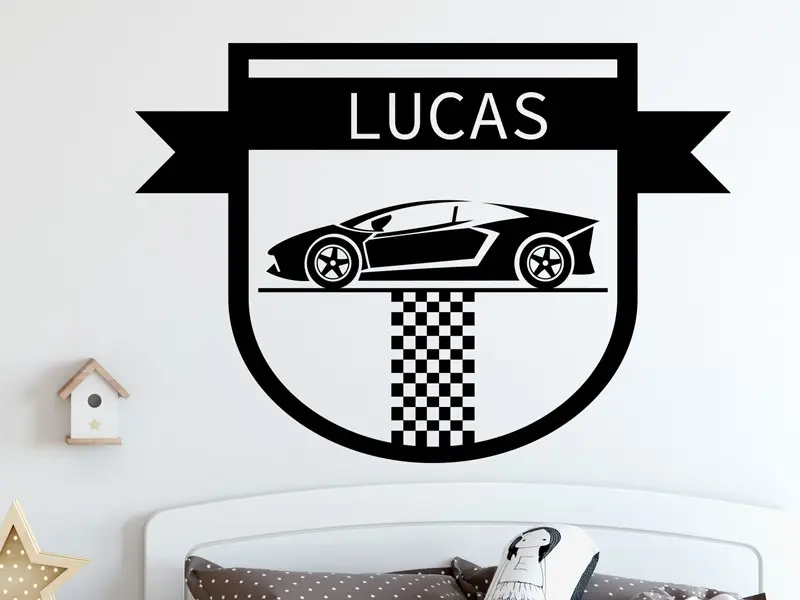 Autocolante de parede Carro de corrida personalizável