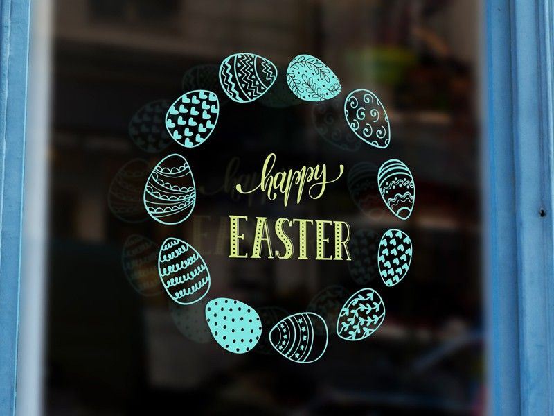 Autocolante de parede Happy Easter Ovos 2