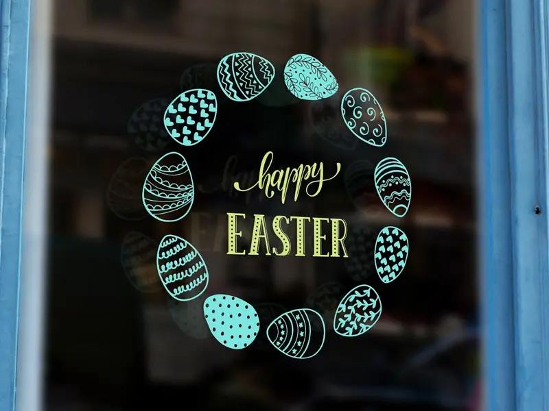 Sticker mural Pâques Happy Easter Oeufs 2 résultat en situation Sticker Happy Easter Oeufs 2