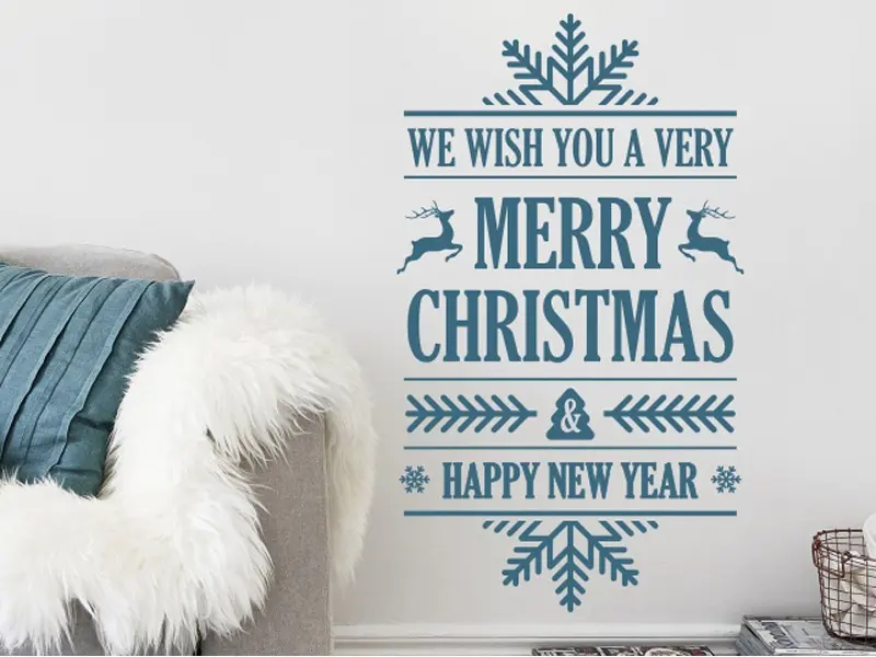 Sticker mural Noël Ornement de Noël Merry Christmas résultat en situation gros plan Sticker Ornement de Noël Merry Christmas