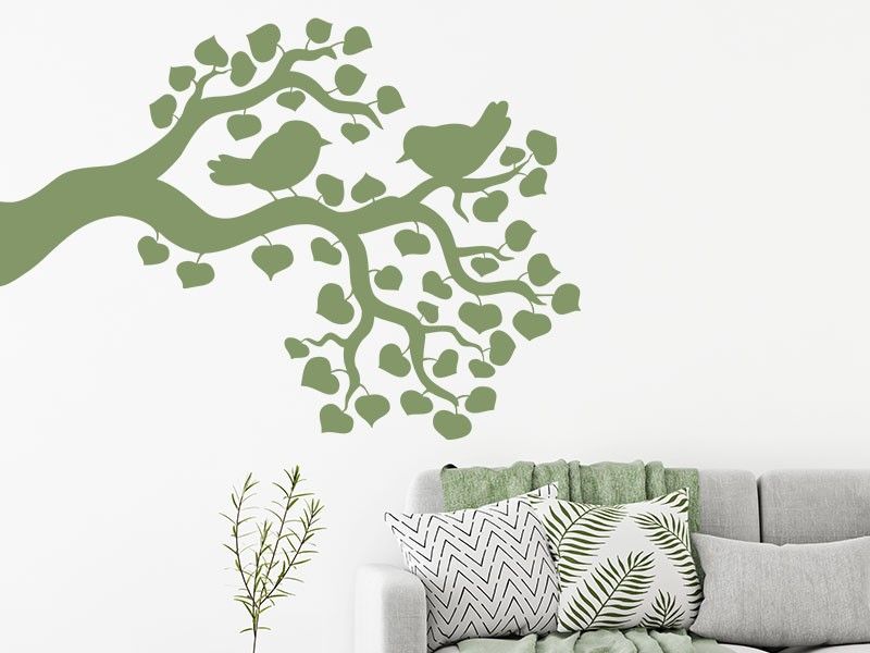 Sticker mural Branche Oiseaux 8 résultat en situation