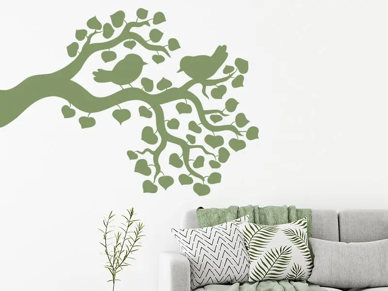 Sticker mural Branches Branche Oiseaux 8 résultat en situation Sticker Branche Oiseaux 8