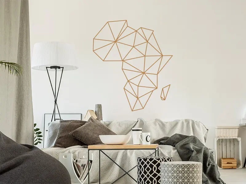 Sticker mural Origami - Géométrie Carte d'Afrique Géométrique résultat en situation Sticker Carte d'Afrique Géométrique